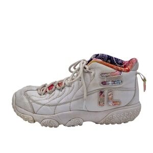 Fila Shoes Womens Size 6.5 White Paisley Rainbow Mid Sneakers 5BM001883-140